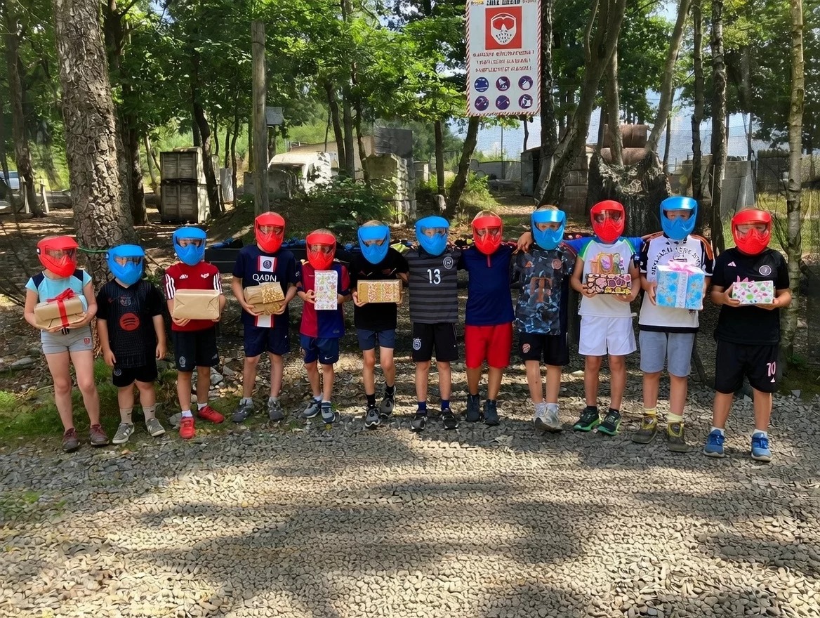 enfant avec un masque de paintball, offrant des cadeaux chez Activ Park